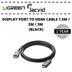 UGreen Display Port To HDMI Cable 1.5M / 2M / 3M (Black) (UG-DP101-10239 / UG-DP101-10202 / UG-DP101-10203)