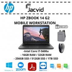 Hp Zbook 14 G2 Mobile WorkStation Laptop (Intel Core I7-5600U / 16GB Ram / 32GB Ram / 256GB SSD / 512GB SSD / 1TB SSD )