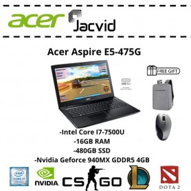 Acer Laptop Aspire Gaming (I7-7th Gen / 16GB Ram / 256GB SSD / 480GB SSD / Nvidia Geforce 940MX )